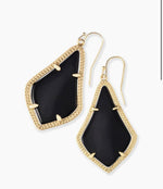 Load image into Gallery viewer, Alex Black Opaque Gold Drop Earrings
