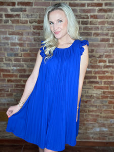 Content With It Pleated Royal Blue Dress