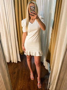 Ready For This White Ruffle Mini Dress
