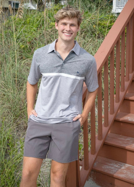 Heather Gray & White Dry Fit Performance Simply Southern Polo