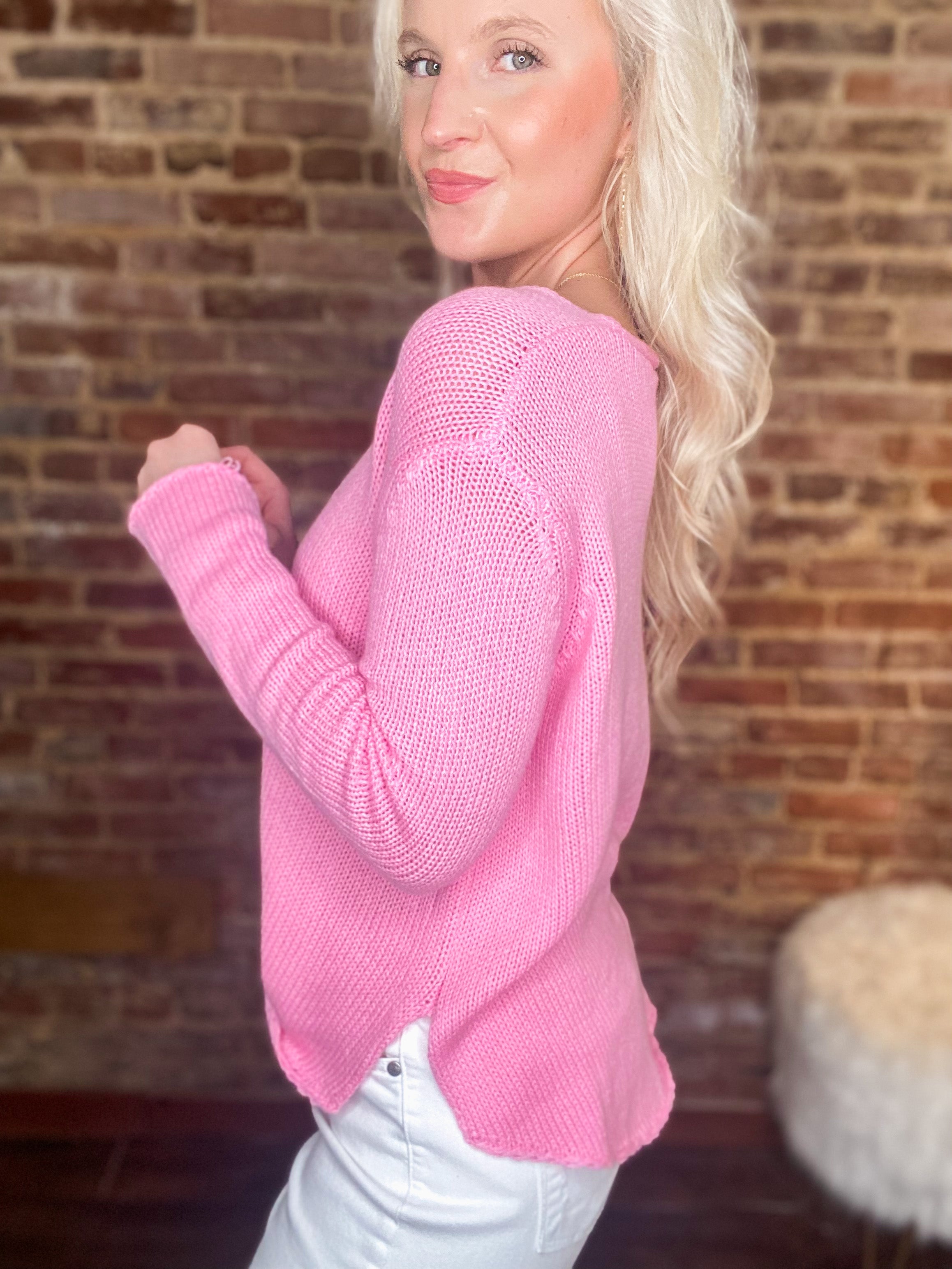 Sun Kissed Pink Knitted Simply Southern Beach Sweater