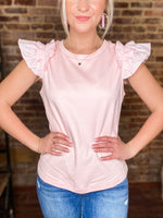 Load image into Gallery viewer, Looking Out Blush Pink Ruffle Sleeve Basic Blouse
