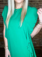 Load image into Gallery viewer, Look Twice Ruffle Embellished Kelly Green Dress
