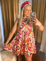 Load image into Gallery viewer, The Right Head Space High Neck Ivory &amp; Pink Paisley Dress
