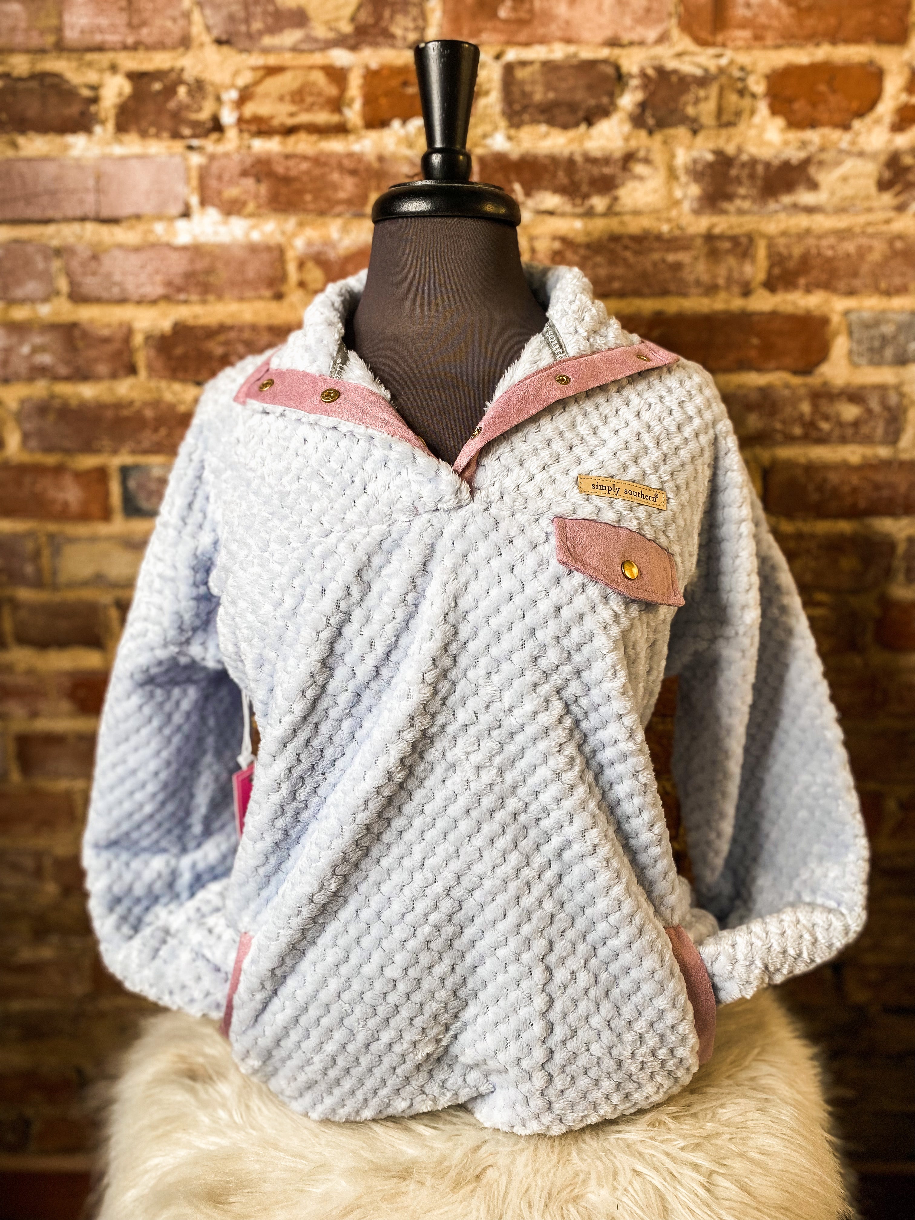 Gray Simply Southern Sherpa Pullover