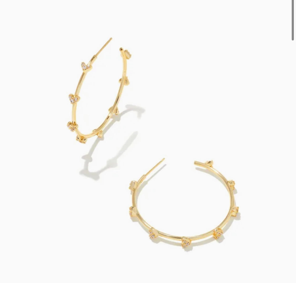 Haven White Crystal Heart Gold Hoop Earrings