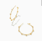 Load image into Gallery viewer, Haven White Crystal Heart Gold Hoop Earrings
