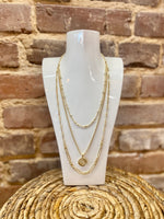 Load image into Gallery viewer, Medallion Coin Multi Strand Gold Necklace
