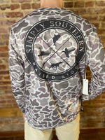 Load image into Gallery viewer, Huntin&#39; Day Camo Long Sleeve Simply Southern Rash Guard
