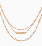 Load image into Gallery viewer, Addison White Crystal Triple Strand Gold Necklace
