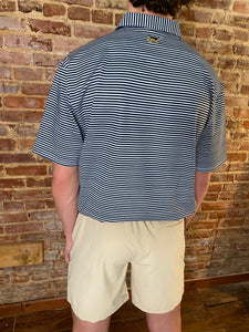 Marshall Navy & White Striped Dry Fit Performance Fieldstone Polo Shirt