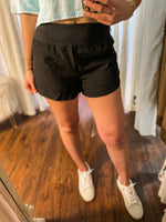 Load image into Gallery viewer, No Reason Needed Black Simply Southern Athletic Shorts
