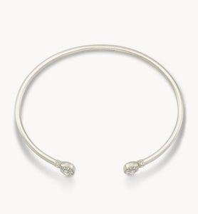 Grayson Silver Cuff White Crystal Bracelet
