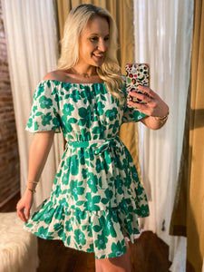 Call You Later Kelly Green Floral Dress