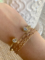 Load image into Gallery viewer, Arden White Crystal Gold Cuff Bracelet
