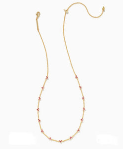 Haven Pink Crystal Heart Gold Strand Necklace