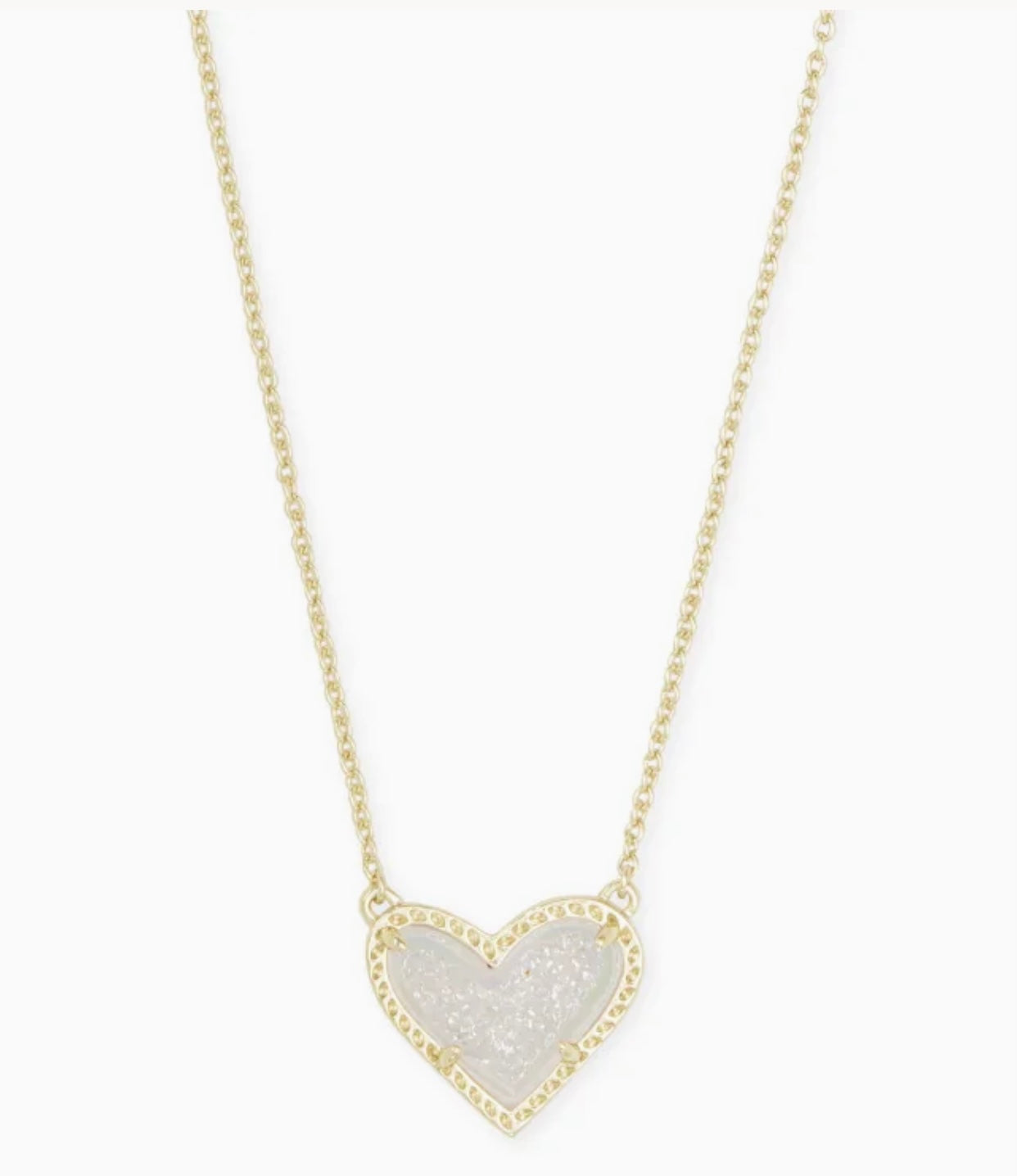 Ari Heart Short Pendant Gold Iridescent Drusy Necklace