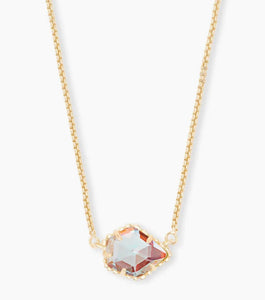 Tess Dichroic Glass Pendant Gold Necklace