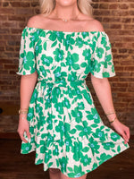 Load image into Gallery viewer, Call You Later Kelly Green Floral Dress
