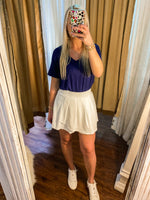 Load image into Gallery viewer, Down The Line Double Layer Pleated White Skort
