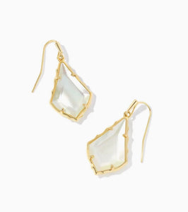 Small Faceted Alex Ivory Illusion Gold Drop Earrings