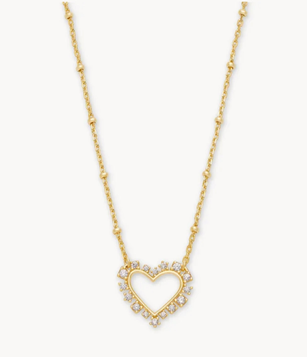 Ari Heart Gold White Crystal Pendant Necklace