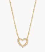 Load image into Gallery viewer, Ari Heart Gold White Crystal Pendant Necklace
