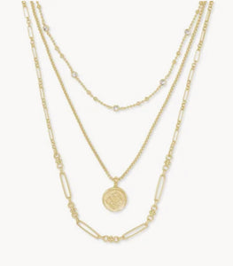 Medallion Coin Multi Strand Gold Necklace
