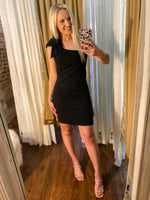 Load image into Gallery viewer, Take Me Downtown One Shoulder Black Mini Dress
