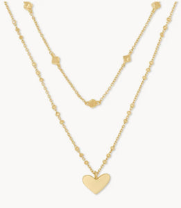 Ari Heart Multi Strand Gold Necklace