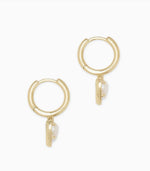 Load image into Gallery viewer, Ari Iridescent Drusy Heart Huggie Gold Earrings

