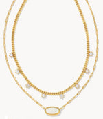Load image into Gallery viewer, Framed Elisa Iridescent Opalite Multi Strand White Crystal Necklace
