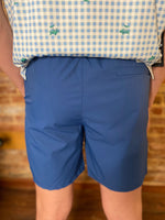 Load image into Gallery viewer, Southern Sleek Lined Navy Dry Fit Simply Southern Shorts
