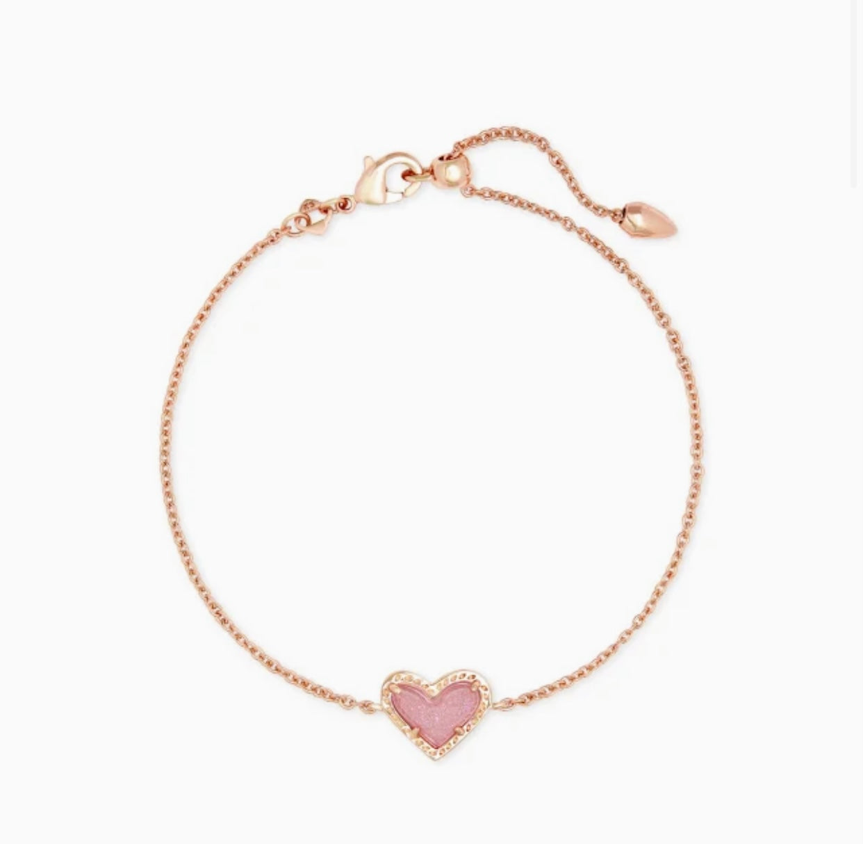 Ari Light Pink Drusy Heart Rose Gold Bracelet