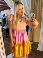Load image into Gallery viewer, Ready for Today Color Block Ruffle Dress
