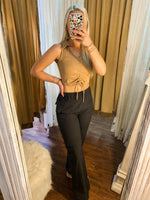 Load image into Gallery viewer, Getting To Know You Ruched Taupe Ribbed Sleeveless Crop Top
