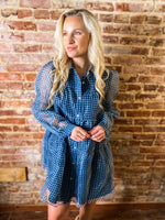 Load image into Gallery viewer, Never Apart Royal Blue &amp; White Gingham Dress
