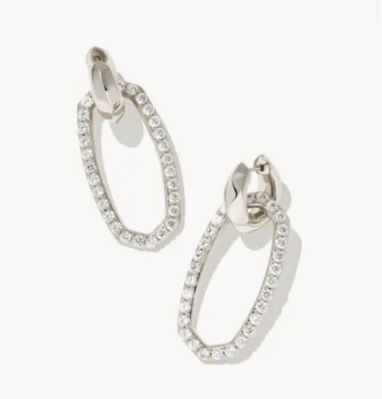 Danielle White Crystal Convertible Link Silver Earrings