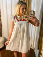 Load image into Gallery viewer, Your Chance White Gingham Floral Embroidered THML Dress
