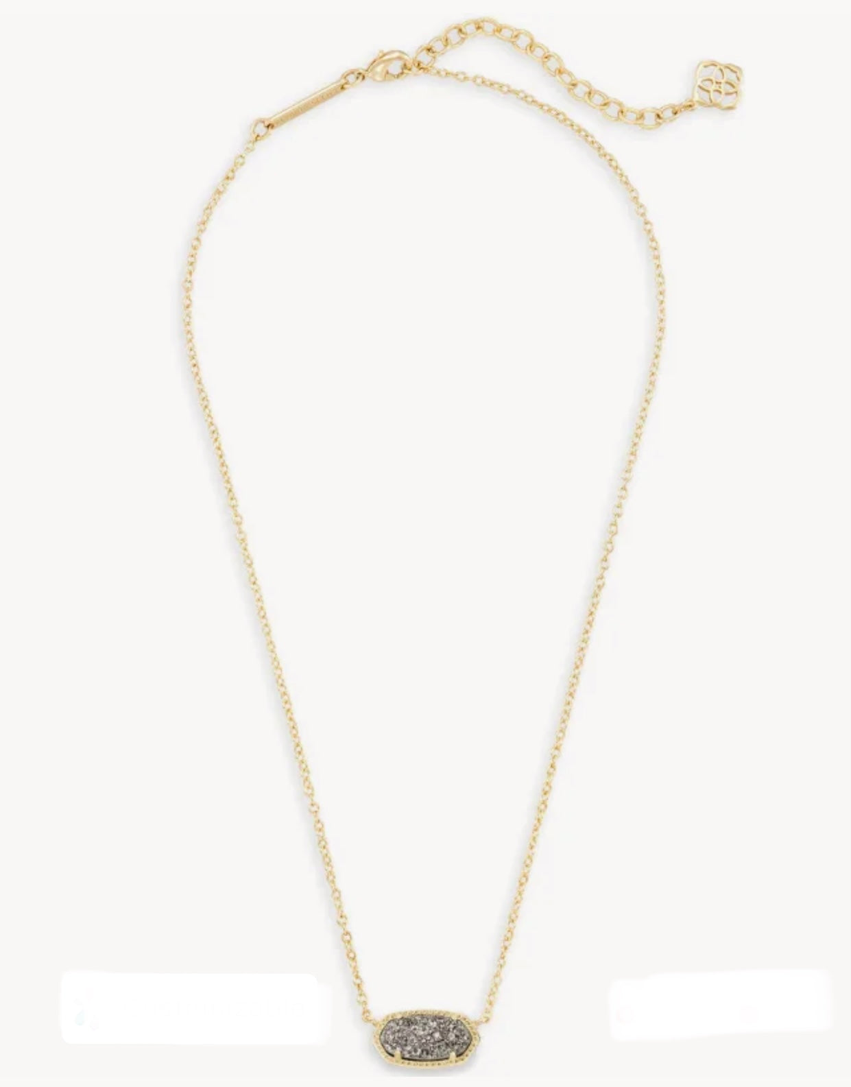 Elisa Platinum Drusy Pendant Gold Necklace