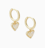 Load image into Gallery viewer, Ari Iridescent Drusy Heart Huggie Gold Earrings
