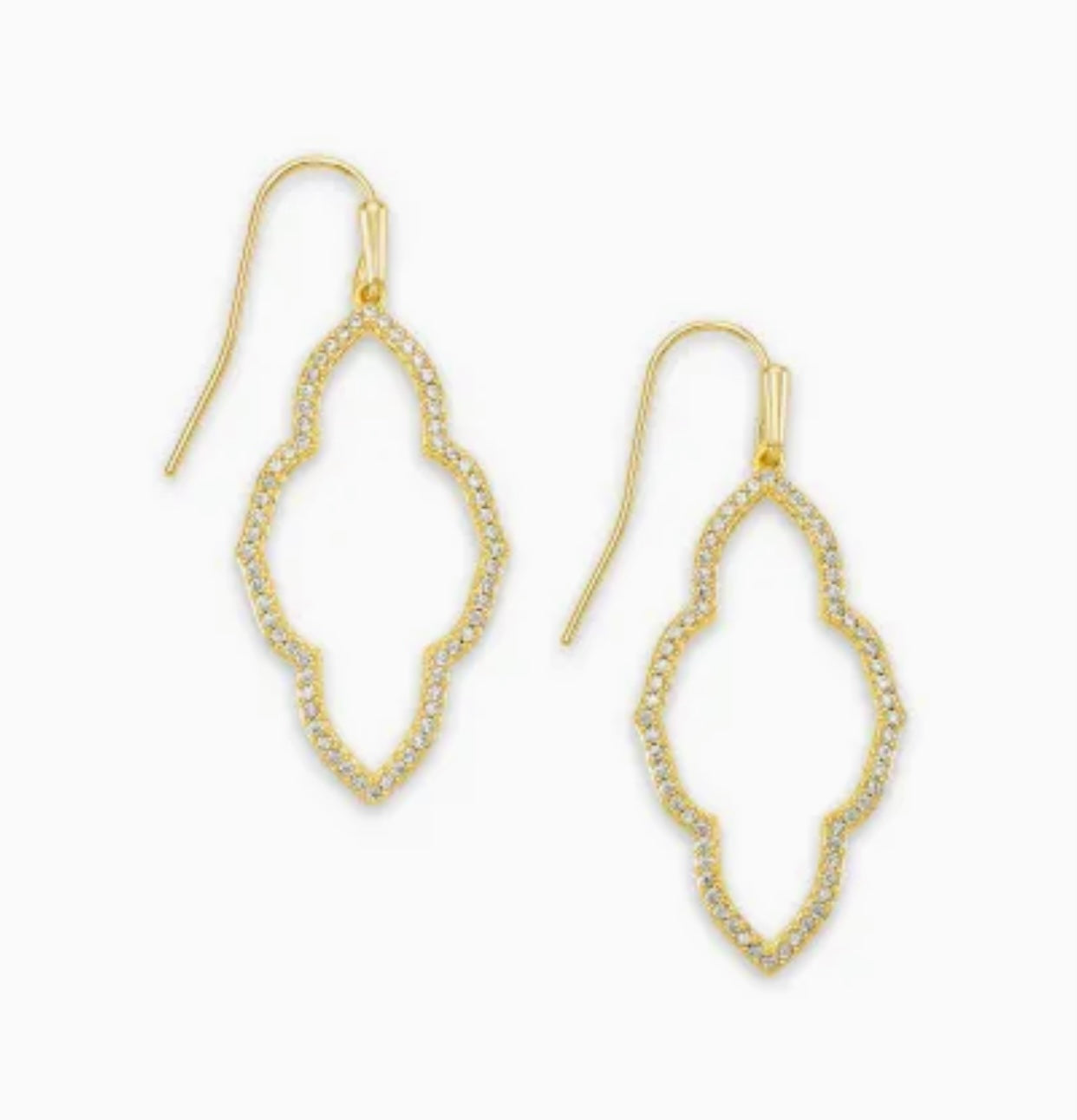 Abbie White Crystal Small Open Frame Gold Earrings