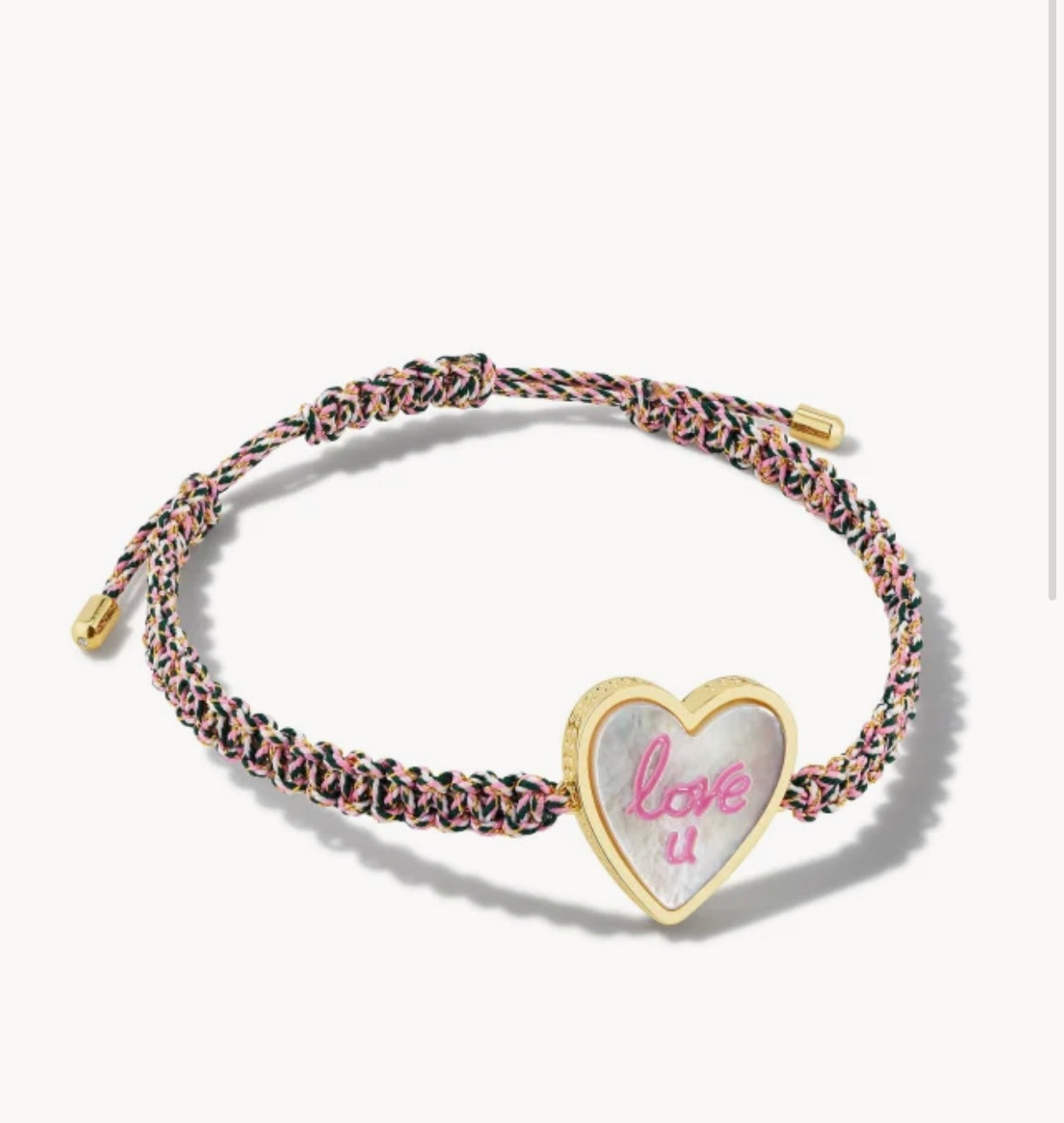 Love U Ivory Mother of Pearl Gold Braided Bracelet