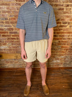 Load image into Gallery viewer, Marshall Navy &amp; White Striped Dry Fit Performance Fieldstone Polo Shirt
