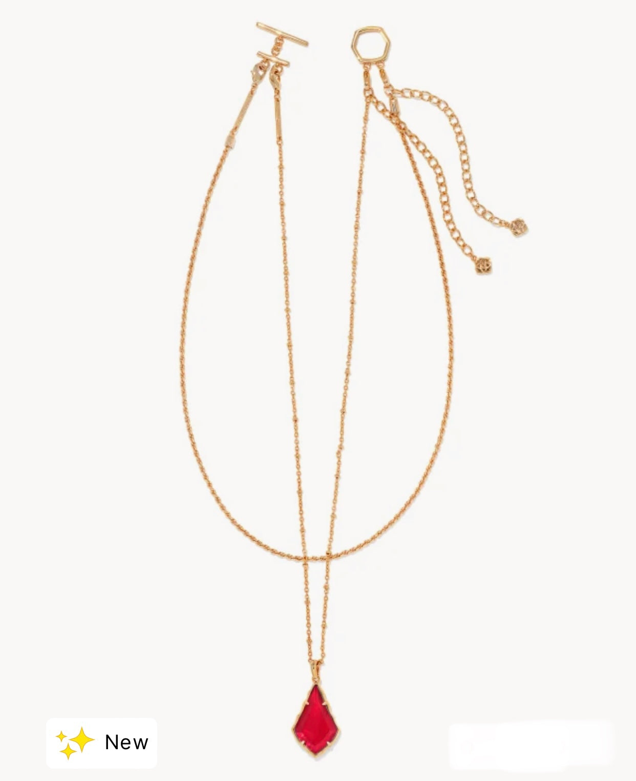 Faceted Alex Gold Convertible Cranberry Illusion Necklace