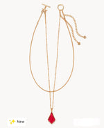 Load image into Gallery viewer, Faceted Alex Gold Convertible Cranberry Illusion Necklace
