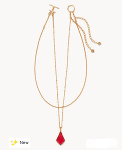 Faceted Alex Gold Convertible Cranberry Illusion Necklace