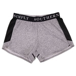 Load image into Gallery viewer, Walk It Out Heather Gray &amp; Black Simply Southern Cheer Shorts
