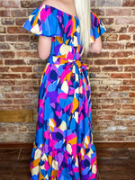 Load image into Gallery viewer, Colorful World Abstract Blue Maxi Dress
