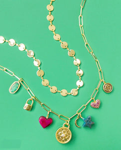 Frankie Crystal Charm Multi Mix Gold Necklace